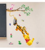 3D Nálepka na stenu Macko Pu,tigrík a prasiatko na hojdačke