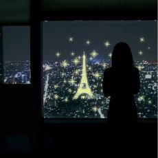 Fosforová nálepka na stenu alebo okno I love Paris