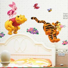 3D nálepka na stenu Macko Pú, tigrík a oslík