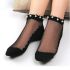 Silonkové ponožky ozdobené perličkami - 2 druhy