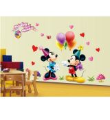 3D nálepka na stenu Mickey a Minnie - Balloons