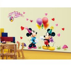 3D nálepka na stenu Mickey a Minnie - Balloons
