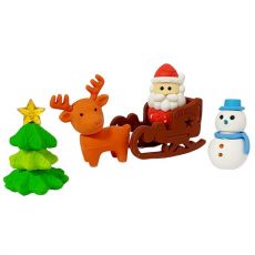 Vianočné Postavičky Snehuliak, Sob a Santa na saniach