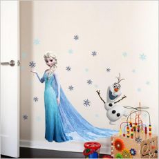 3D Nálepka na stenu Elsa a Olaf Frozen