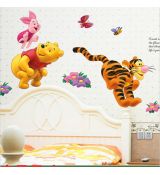 3D nálepka na stenu Macko Pú, tigrík a oslík