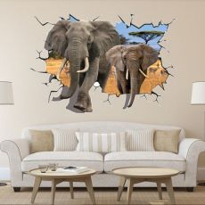 3D Nálepka na stenu - Slony