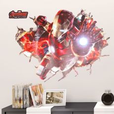 3D nálepka na stenu Iron Man v stene