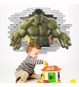 3D nálepka na stenu Hulk v stene