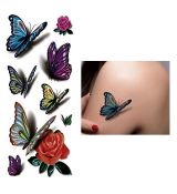 Dočasné tetovanie na telo 3D motýle a ruže I.