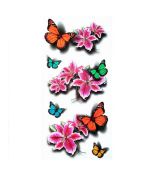 Dočasné tetovanie na telo 3D motýle a ružové kvety