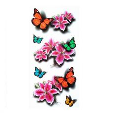 Dočasné tetovanie na telo 3D motýle a ružové kvety