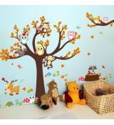 3D Nálepka na stenu - Strom so zvieratkami - 3 varianty