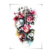 Dočasné tetovanie na telo Skull and Roses