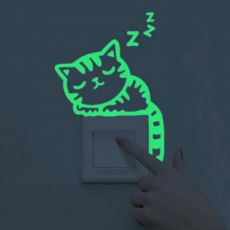 Fosforová Nálepka nad vypínač Spiaca mačka