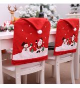 Vianočná dekorácia- červená čiapka na stoličku
