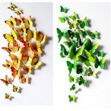 3D dekorácia Motýle žlté alebo zelené